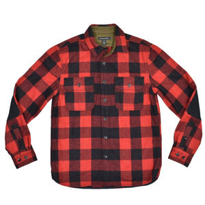 Banana Republic Men's Red Buffalo Plaid Wool Blend Flannel Shirt Jacket Size S
